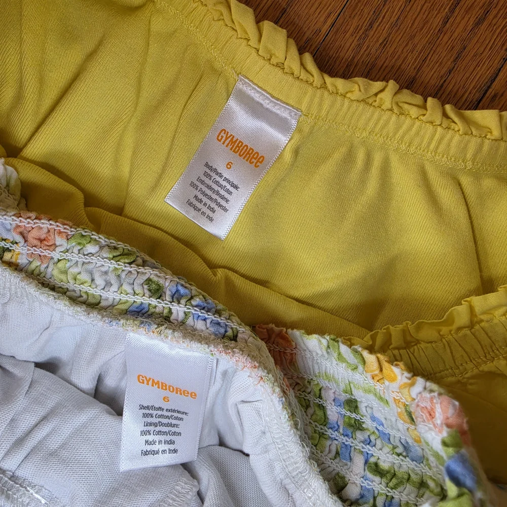 Gymboree Yellow Ruffle Off-Shoulder Top with Floral Skort Set Girls Size 6